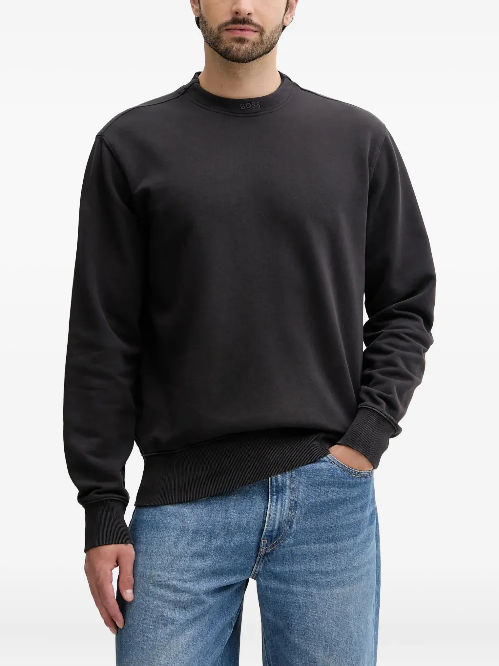 Свитшот с вышитым логотипом и круглым вырезом BOSS, черный
Свитшот с вышитым логотипом и круглым вырезом BOSS, черный