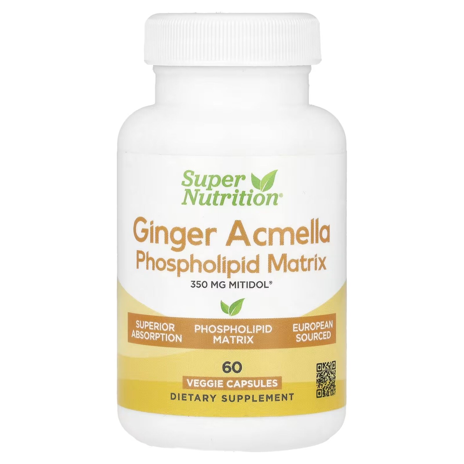 Фосфолипидная матрица Ginger Acmella, 350 мг, 60 растительных капсул Super Nutrition