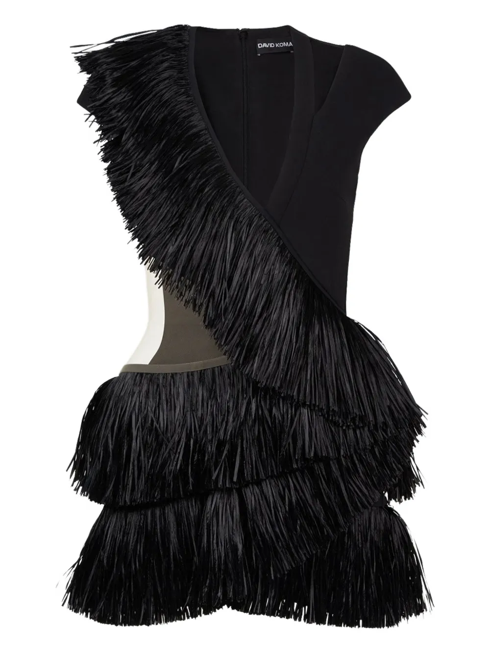 Платье мини с вырезами и бахромой David Koma, черный
Платье мини с вырезами и бахромой David Koma, черный