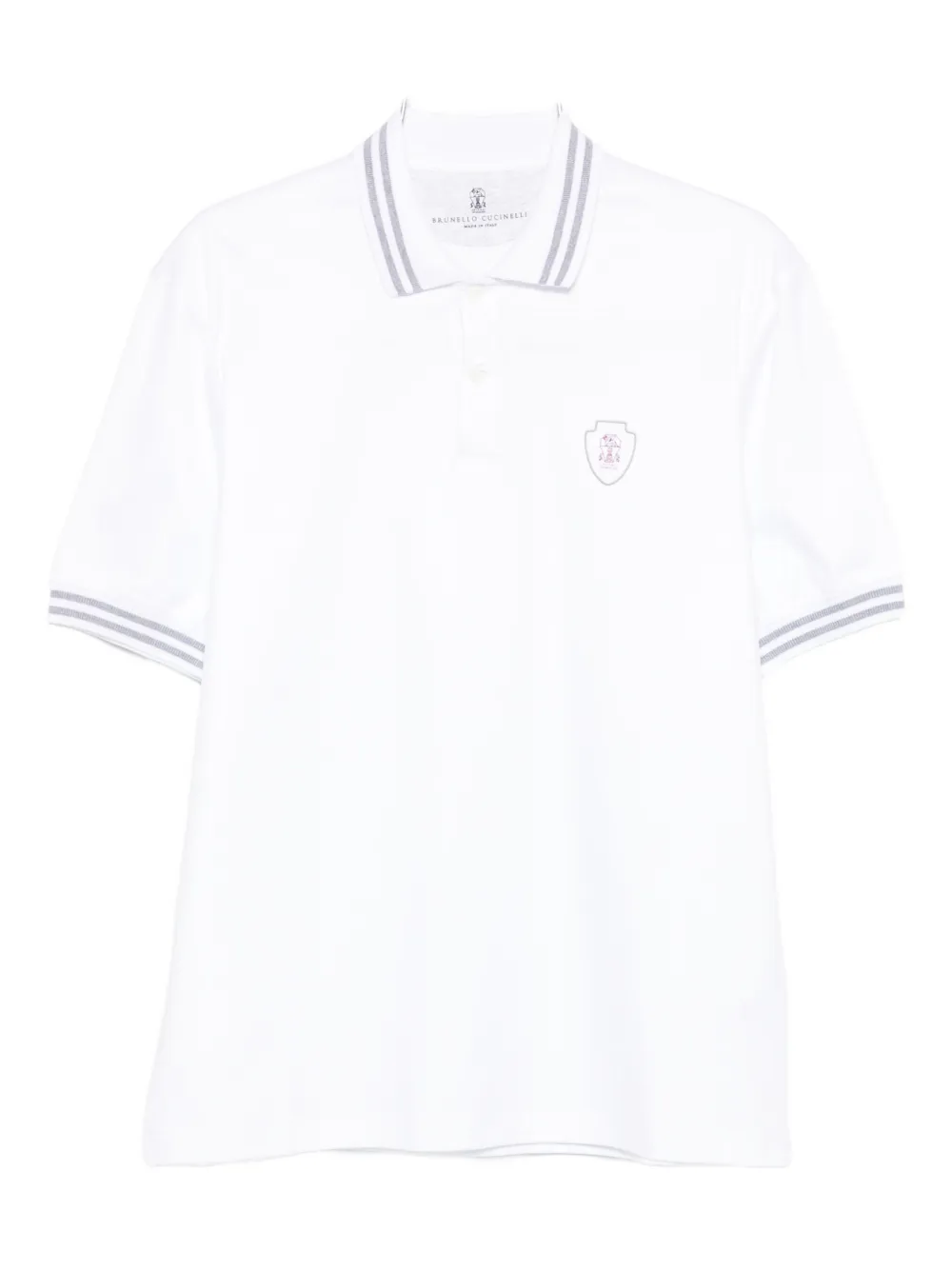 Рубашка-поло с вышитым логотипом Brunello Cucinelli, белый
Рубашка-поло с вышитым логотипом Brunello Cucinelli, белый