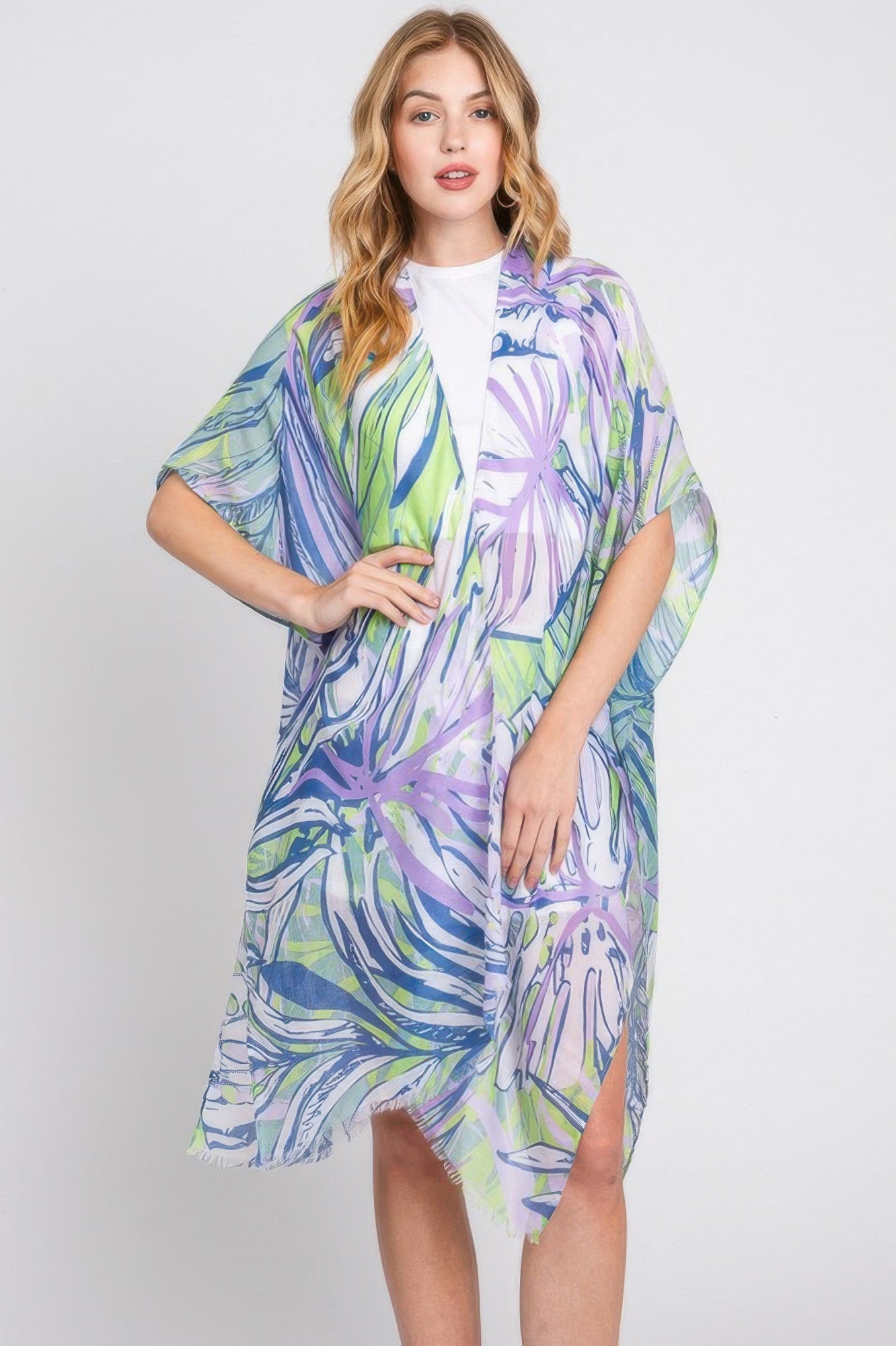 Кимоно с нарисованными от руки тропическими листьями TRUEDAMES, фиолетовый
Кимоно с нарисованными от руки тропическими листьями TRUEDAMES, фиолетовый