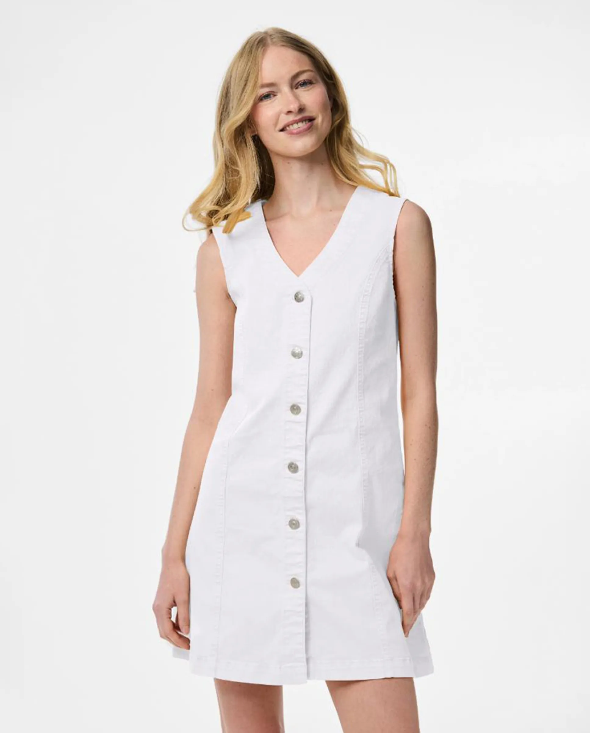 Женское короткое безрукавное джинсовое платье Pieces, белый
Женское короткое безрукавное джинсовое платье Pieces, белый