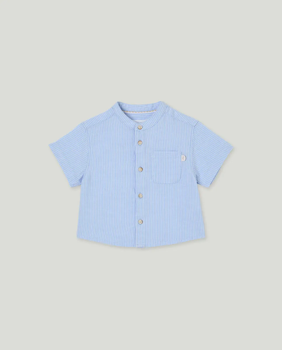 Детская рубашка с коротким рукавом и воротником-стойкой Baby El Corte Inglés, синий 
Детская рубашка с коротким рукавом и воротником-стойкой Baby El Corte Inglés, синий