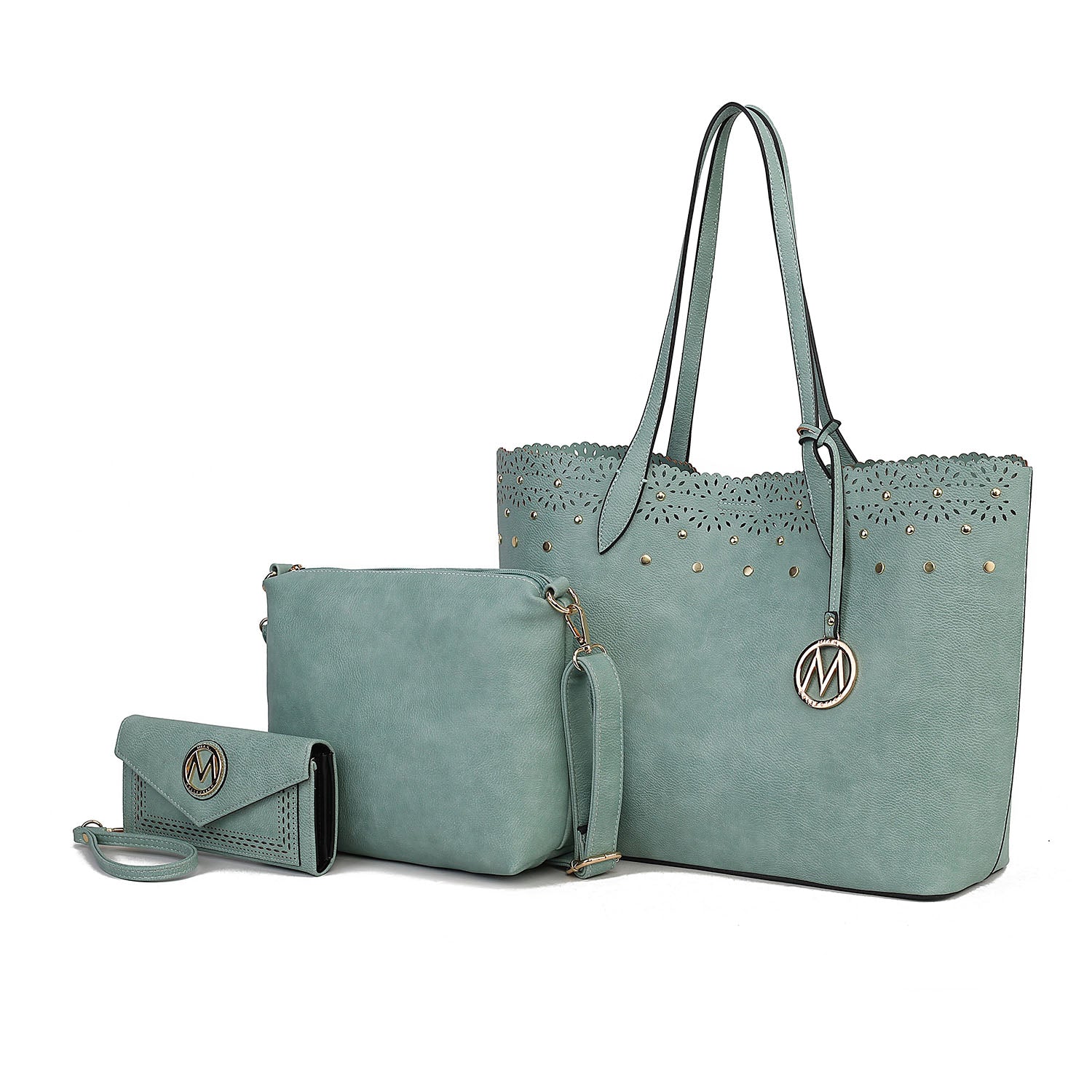 Комплект из 3 предметов Mariahna: сумка-шоппер, клатч через плечо и подходящий к нему кошелек для женщин от Mia K MKF Collection By Mia K., Seafoam 
Комплект из 3 предметов Mariahna: сумка-шоппер, клатч через плечо и подходящий к нему кошелек для женщин от Mia K MKF Collection By Mia K., Seafoam