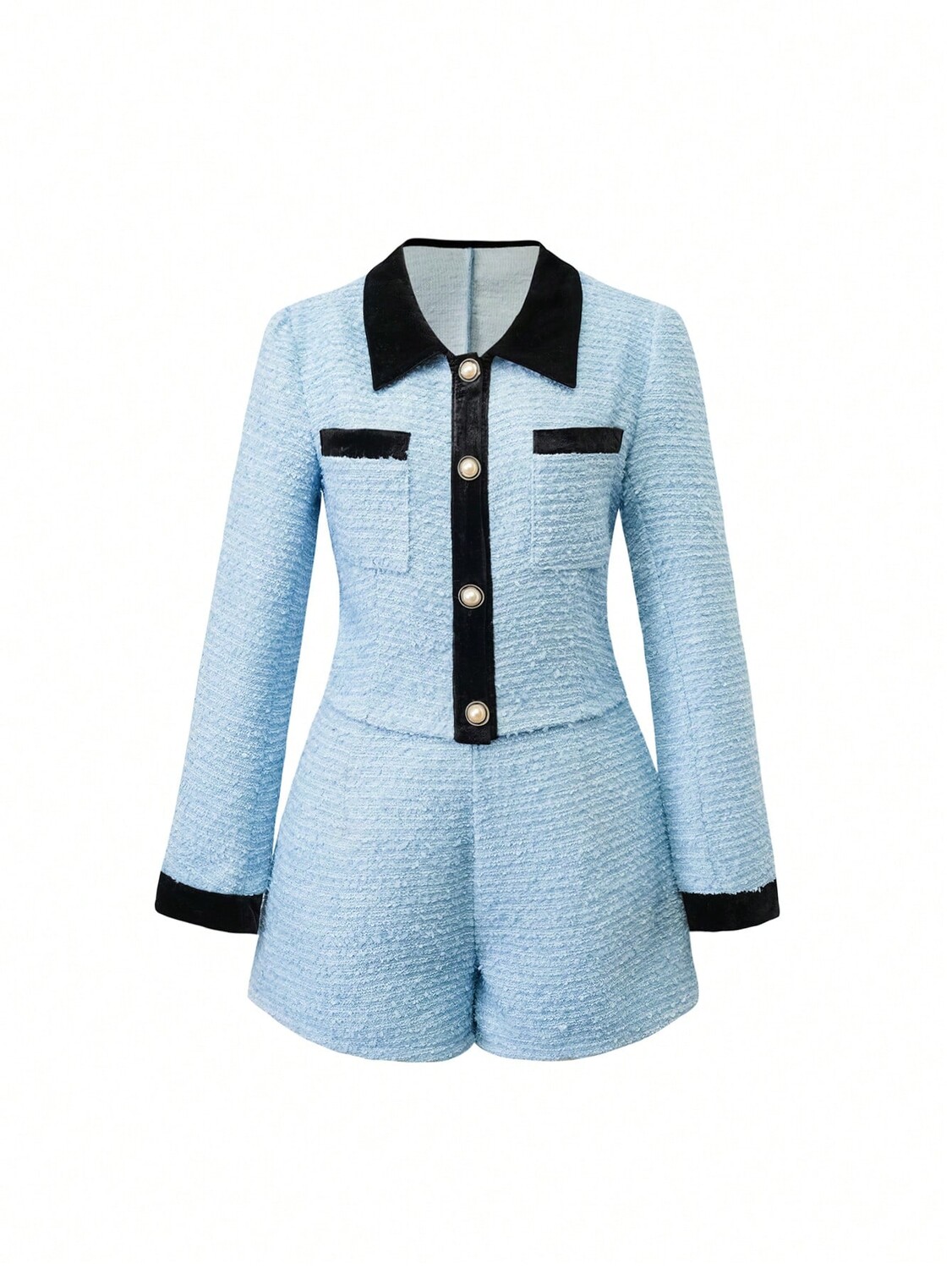SHEIN MOD Женский комплект из двух предметов, пуговицы спереди, контраст, цветной край, цветной блок, элегантный, цвет синий
SHEIN MOD Женский комплект из двух предметов, пуговицы спереди, контраст, цветной край, цветной блок, элегантный, цвет синий