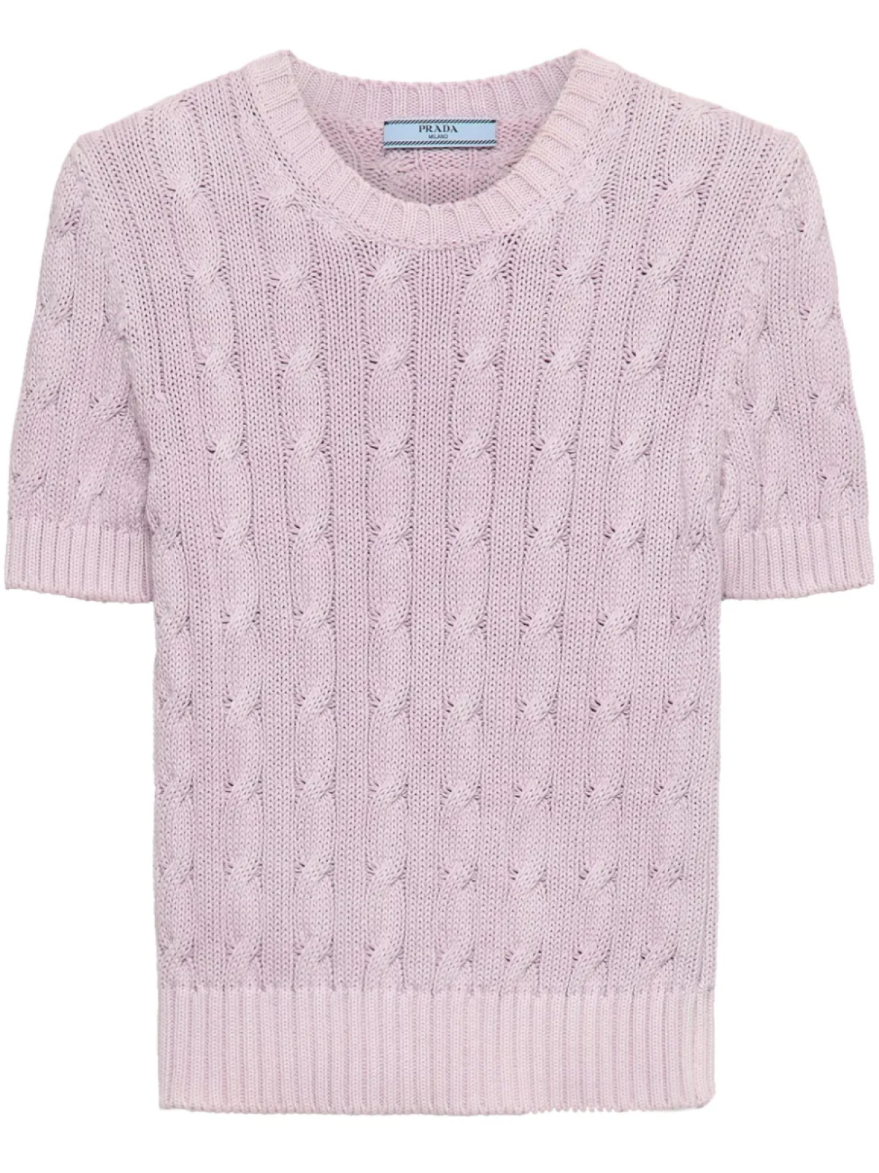 Хлопковый джемпер Prada с круглым вырезом, фиолетовый
Хлопковый джемпер Prada с круглым вырезом, фиолетовый