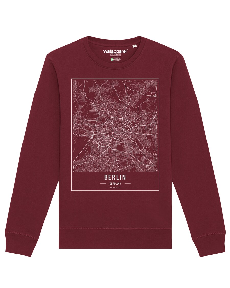 Толстовка Watapparel City maps Berlin Landkarte, бордовый
Толстовка Watapparel City maps Berlin Landkarte, бордовый