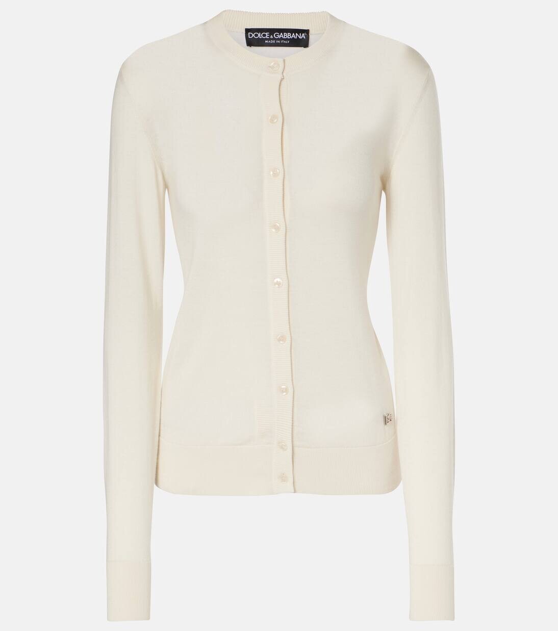 Кардиган DG из кашемира и шелка Dolce&Gabbana, белый
Кардиган DG из кашемира и шелка Dolce&Gabbana, белый