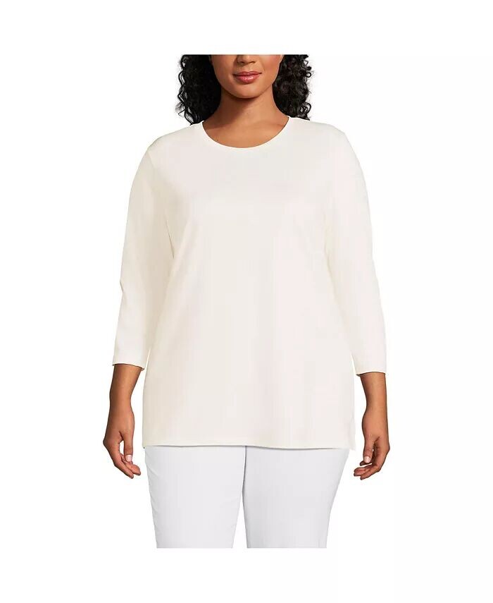 Хлопковая туника Supima с рукавами 3/4 больших размеров Lands' End, белый
Хлопковая туника Supima с рукавами 3/4 больших размеров Lands' End, белый