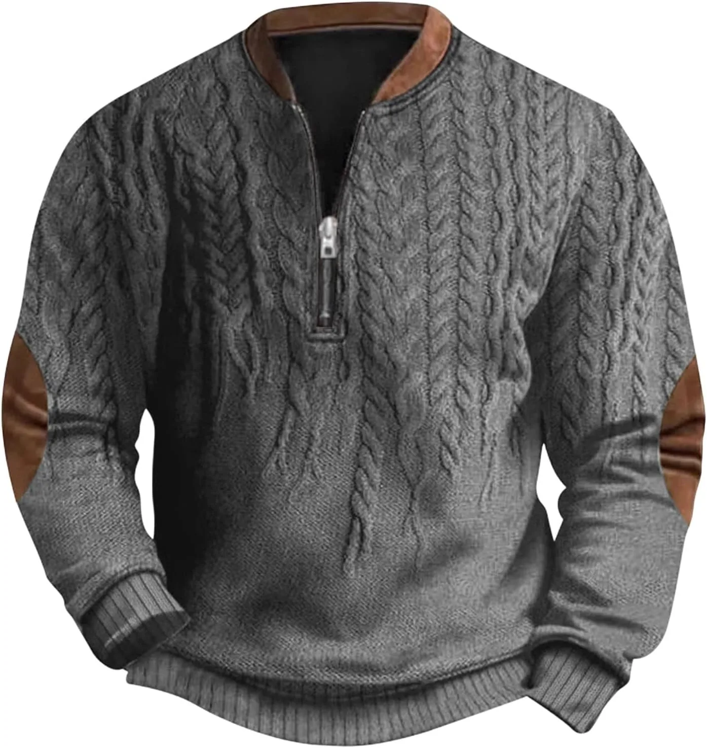 Мужской свитер с кабельной вязкой и воротником стойкой
Мужской свитер с кабельной вязкой и воротником стойкой