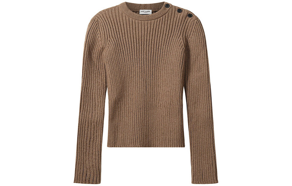 Свитер женский Saint Laurent с пуговицами на плече, коричневый
Свитер женский Saint Laurent с пуговицами на плече, коричневый