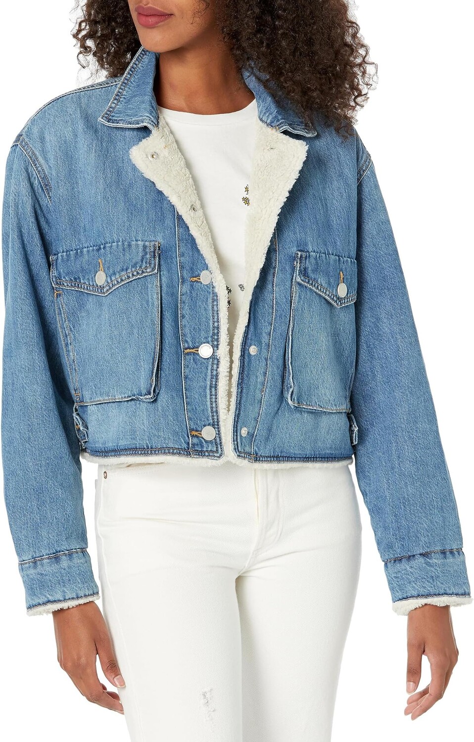 Куртка Cropped Denim Jacket with Sherpa Lining in Crash Course Blank NYC, цвет Crash Course
Куртка Cropped Denim Jacket with Sherpa Lining in Crash Course Blank NYC, цвет Crash Course
