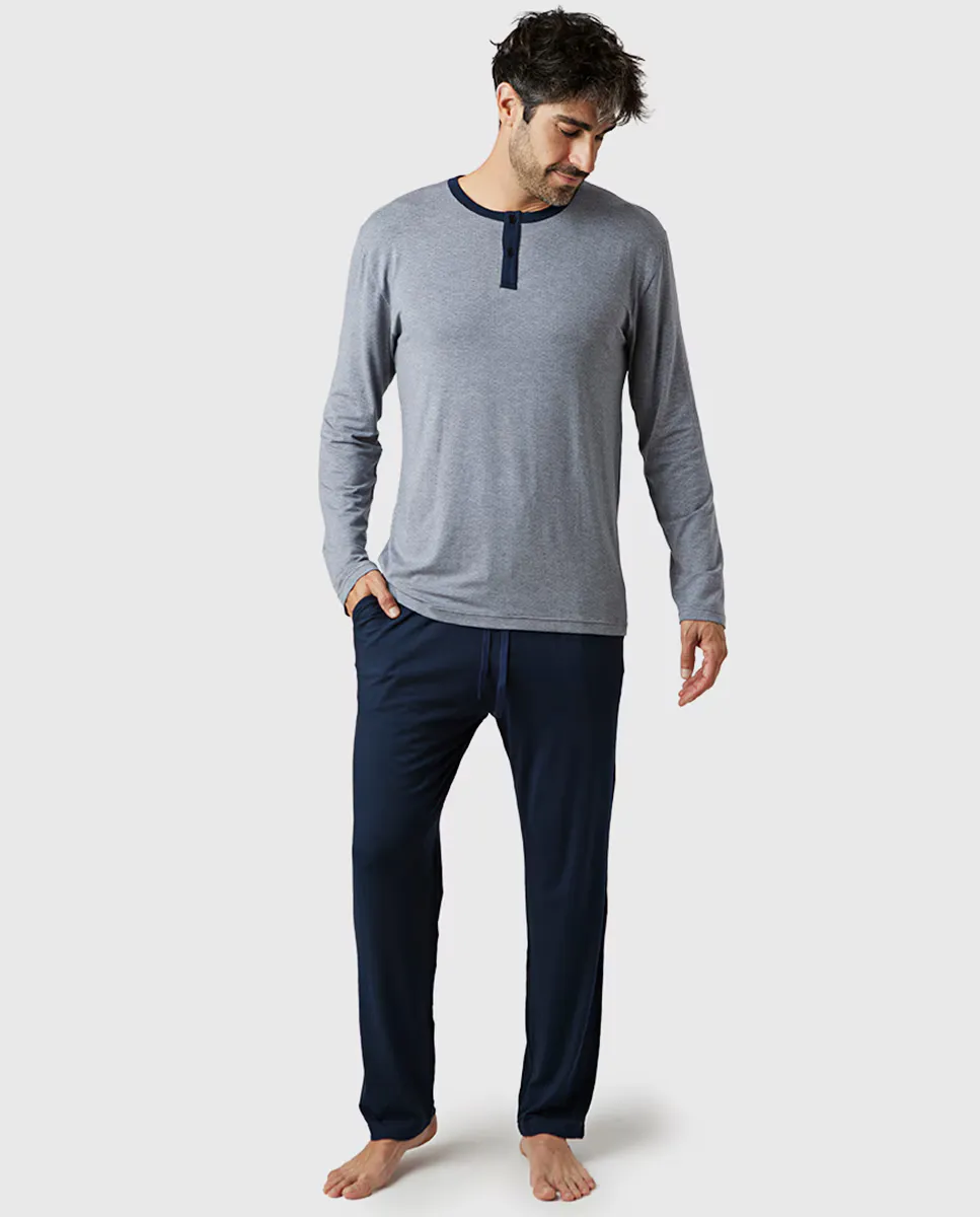 Мужская длинная темно-синяя пижама из модала ZD, мультиколор
Мужская длинная темно-синяя пижама из модала ZD, мультиколор