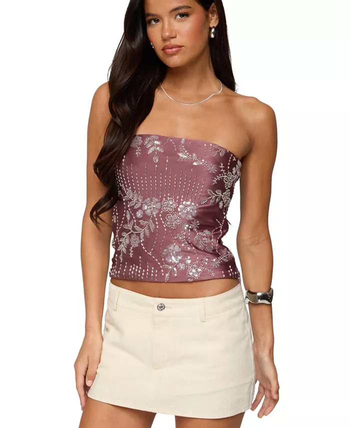 Женский топ Zelda без бретелек с бисером и пайетками Edikted, фиолетовый
Женский топ Zelda без бретелек с бисером и пайетками Edikted, фиолетовый