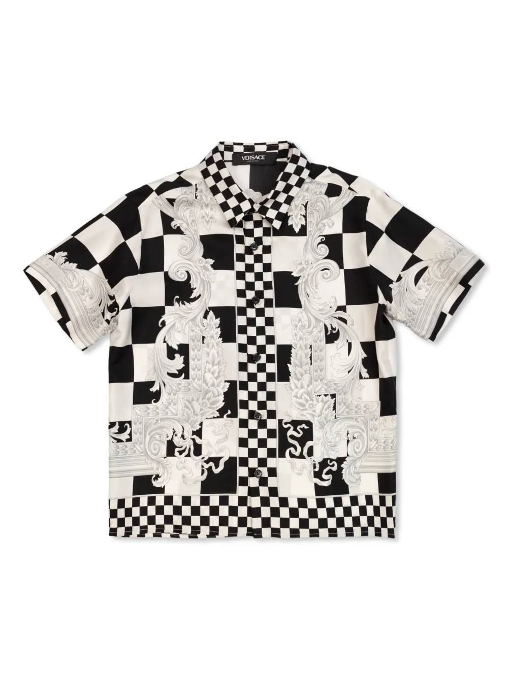 Шелковая рубашка с принтом Medusa Versace Kids, белый
Шелковая рубашка с принтом Medusa Versace Kids, белый