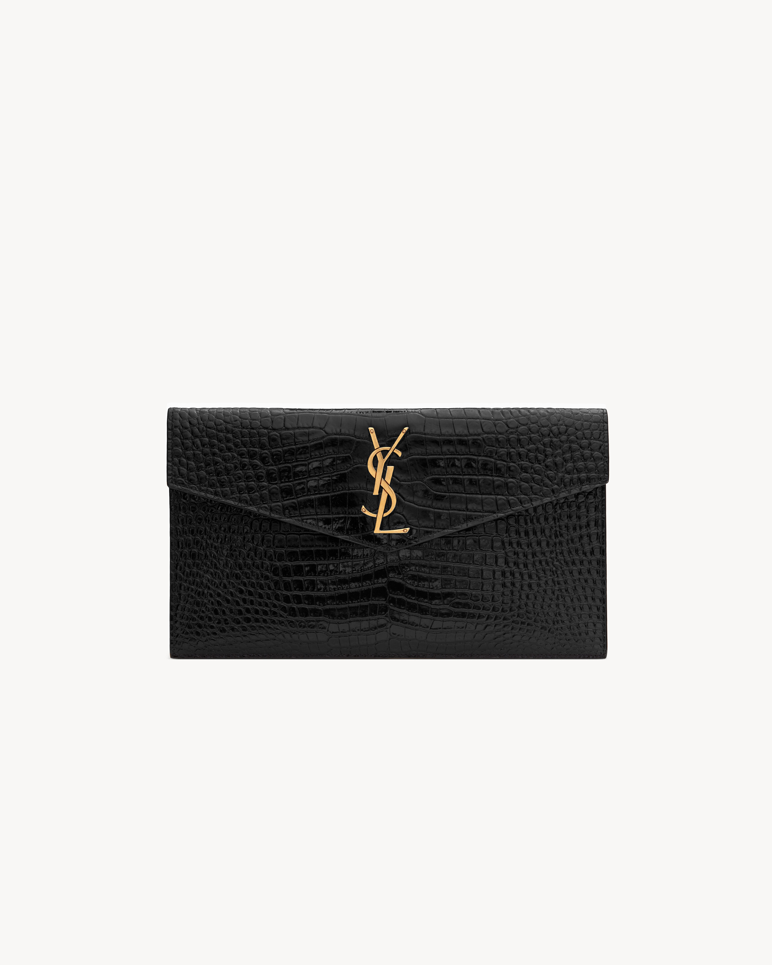 Клатч UPTOWN из лакированной кожи с тиснением под крокодила SAINT LAURENT, черный
Клатч UPTOWN из лакированной кожи с тиснением под крокодила SAINT LAURENT, черный