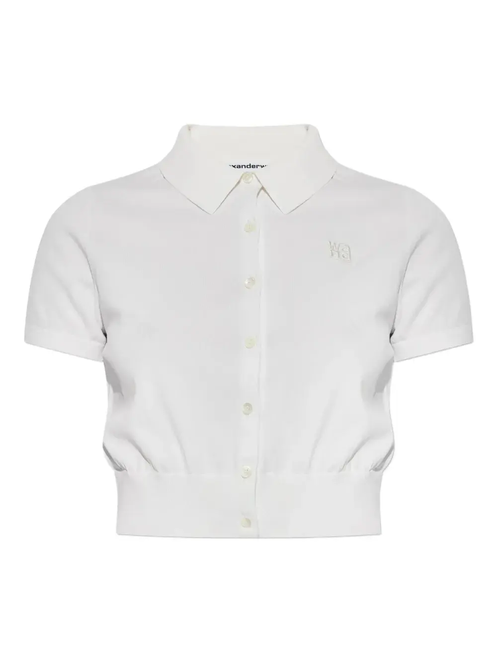 Трикотажный топ с короткими рукавами и застежкой на пуговицы спереди Alexander Wang, белый
Трикотажный топ с короткими рукавами и застежкой на пуговицы спереди Alexander Wang, белый