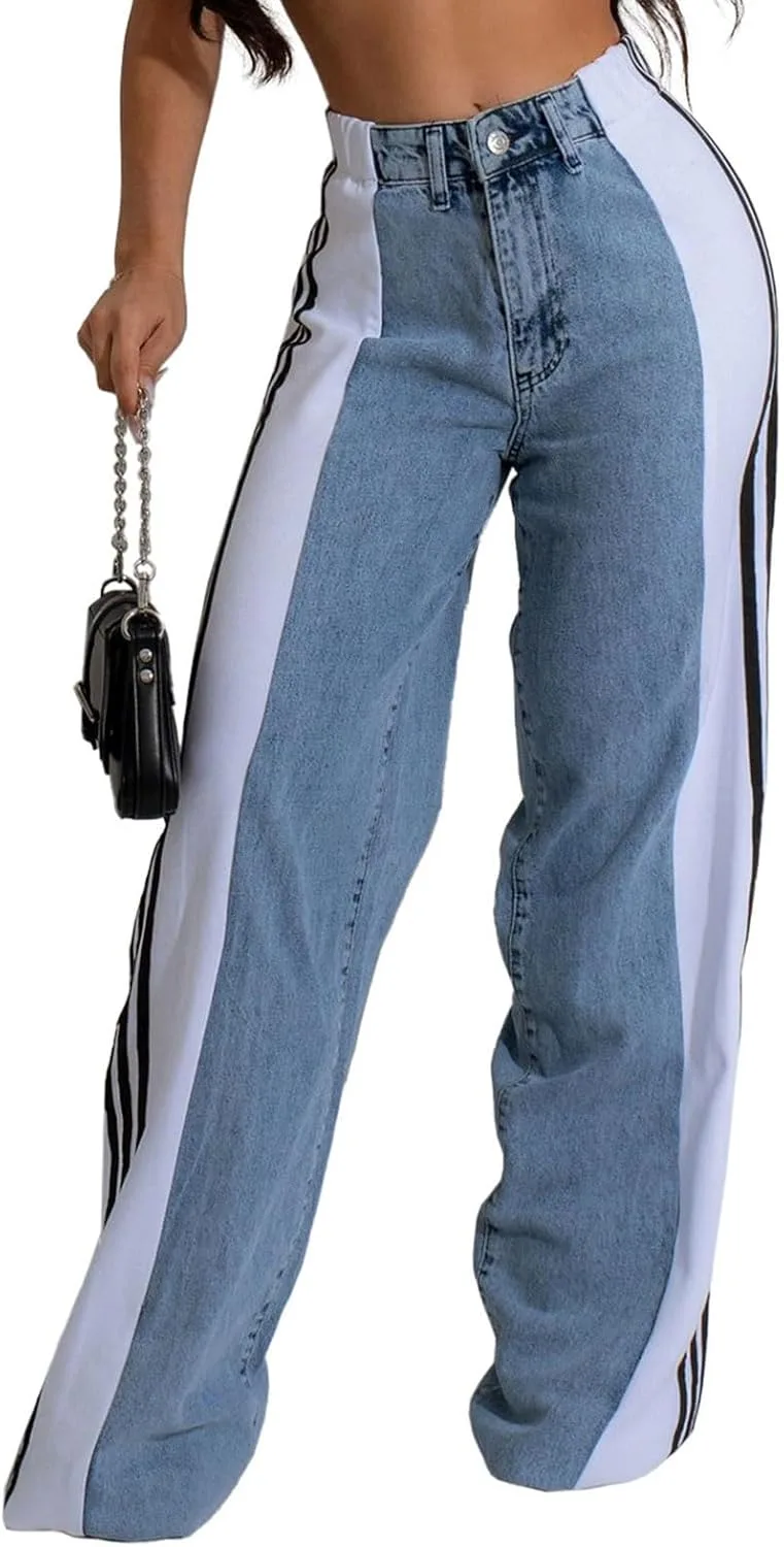 Женские джинсы Wide Leg High Waisted с эффектом пэчворк и полосками HQWEJ
Женские джинсы Wide Leg High Waisted с эффектом пэчворк и полосками HQWEJ