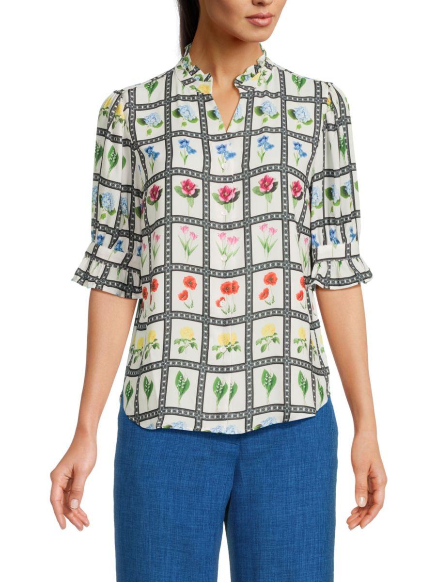 Блузка с цветочным принтом и разрезом на горловине T Tahari, цвет Spring Multi
Блузка с цветочным принтом и разрезом на горловине T Tahari, цвет Spring Multi