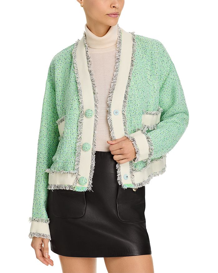Жакет с бахромой и цветными блоками Essentiel Antwerp, зеленый
Жакет с бахромой и цветными блоками Essentiel Antwerp, зеленый