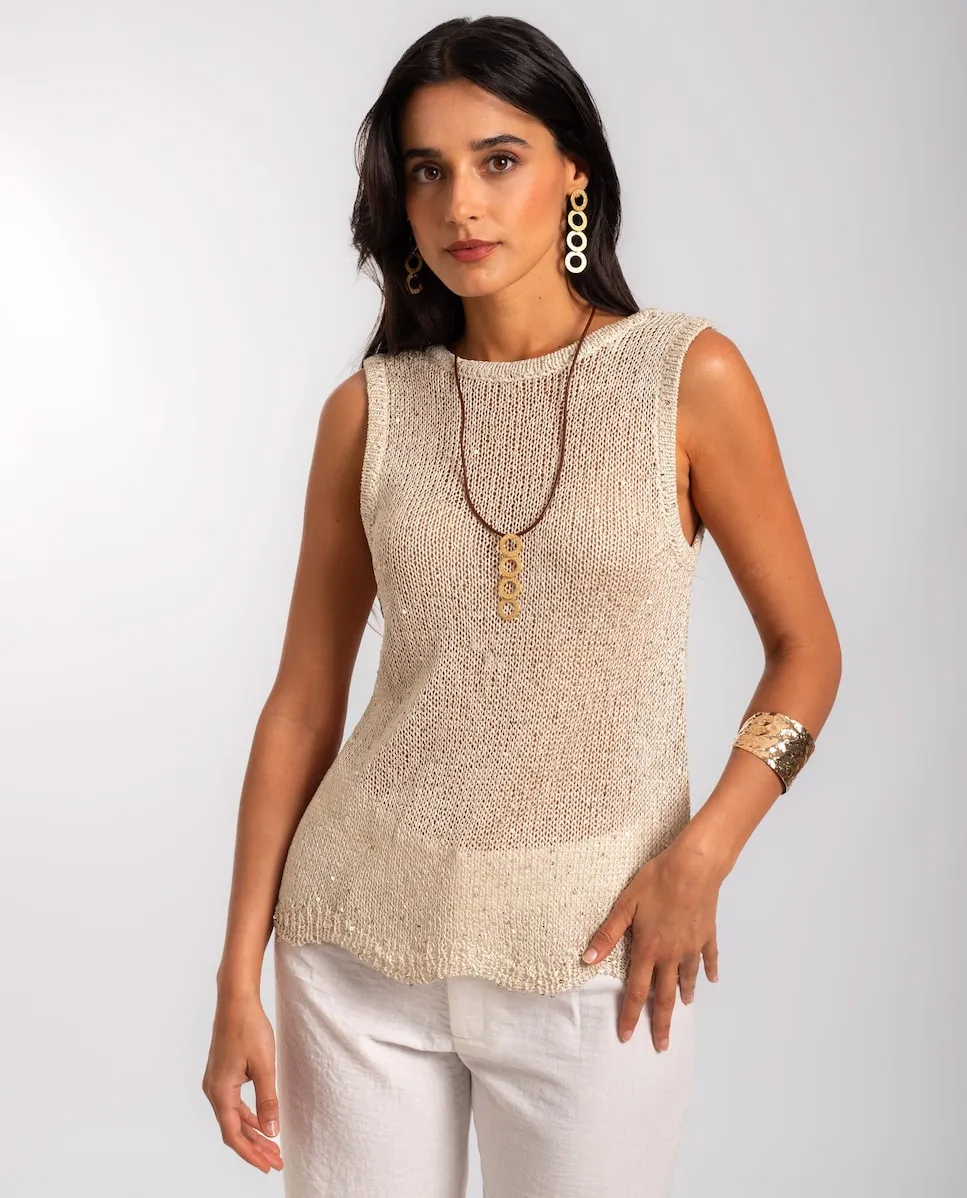 Женский топ из трикотажа с металлическим блеском The-Are, золотой
Женский топ из трикотажа с металлическим блеском The-Are, золотой