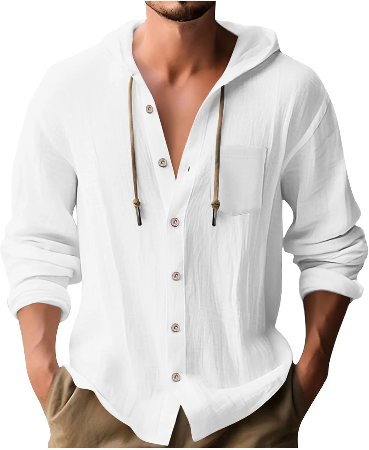 Мужская толстовка с капюшоном Casual Cotton Linen, на пуговицах
Мужская толстовка с капюшоном Casual Cotton Linen, на пуговицах