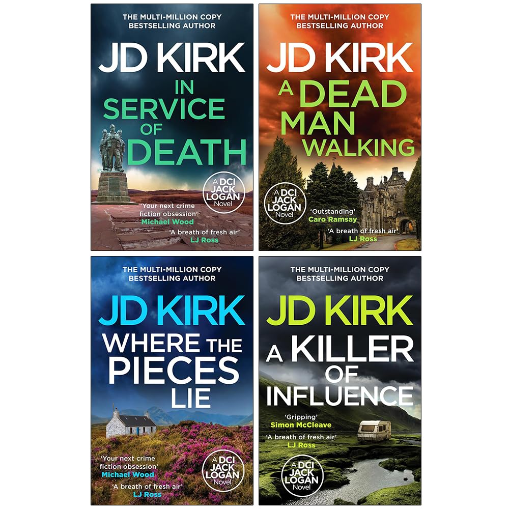 DCI Logan Crime Thrillers Series 17-20 Collection 4 Books Set by JD Kirk (In Service of Death, A Dead Man Walking, Where the Pieces Lie & A Killer of Influence) (Canelo Crime Ltd)
DCI Logan Crime Thrillers Series 17-20 Collection 4 Books Set by JD Kirk (In Service of Death, A Dead Man Walking, Where the Pieces Lie & A Killer of Influence) (Canelo Crime Ltd)