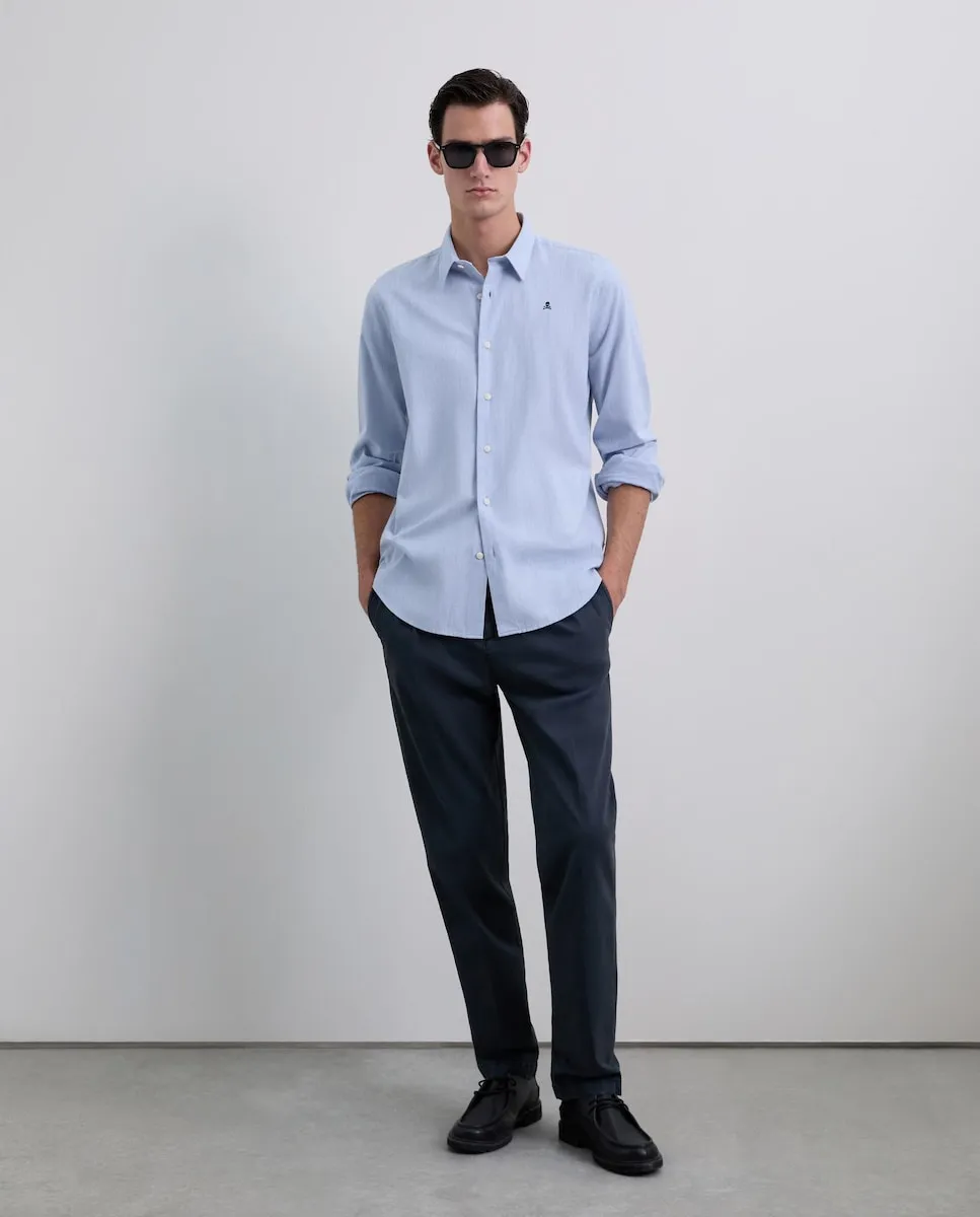 Мужская хлопковая рубашка с вышитым логотипом Scalpers, светло-голубой
Мужская хлопковая рубашка с вышитым логотипом Scalpers, светло-голубой