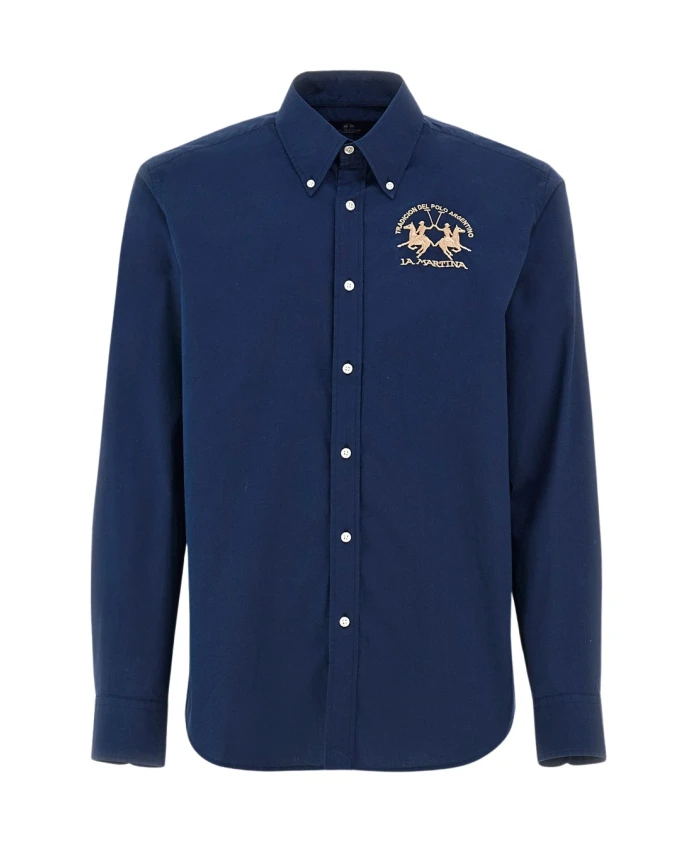 Синяя рубашка-поло прямого кроя с большим логотипом. La Martina, синий
Синяя рубашка-поло прямого кроя с большим логотипом. La Martina, синий