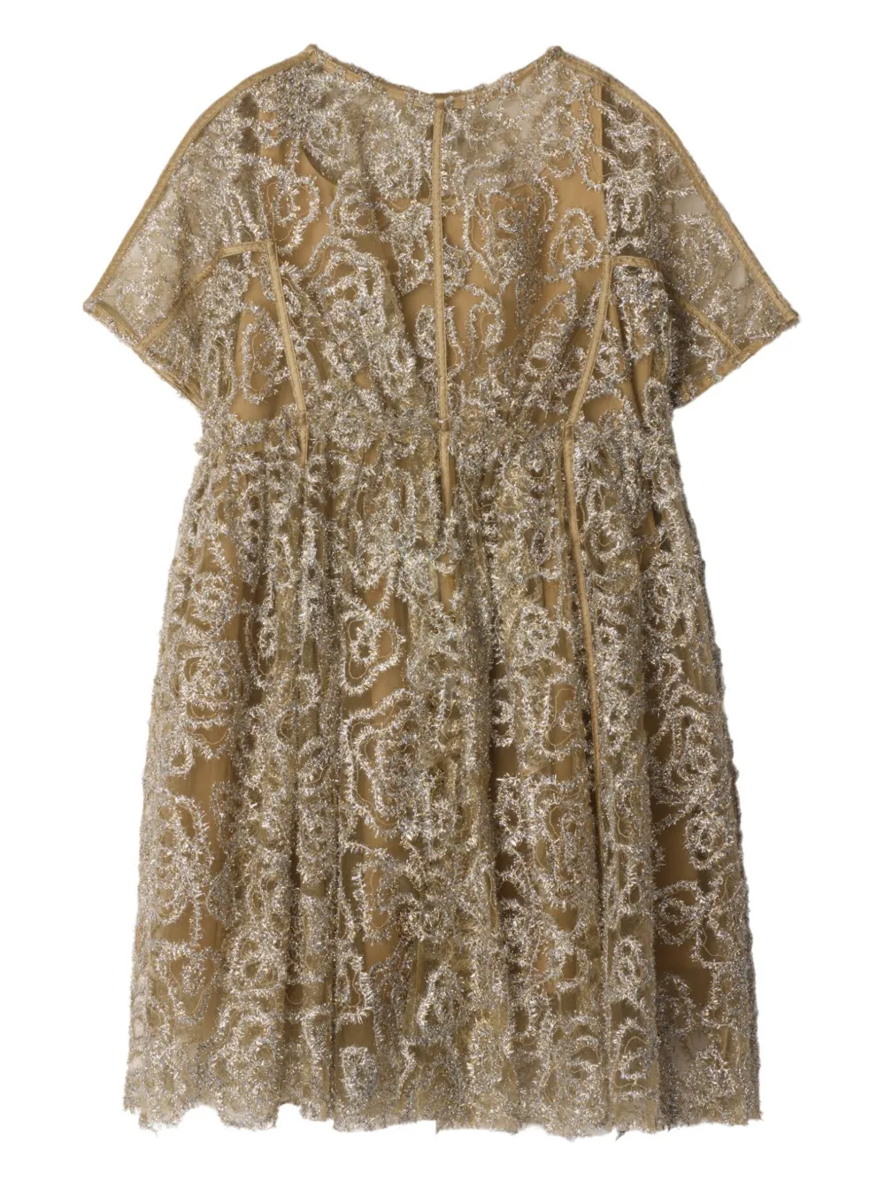 Платье из тюля с эффектом металлик BURBERRY KIDS, нейтральный