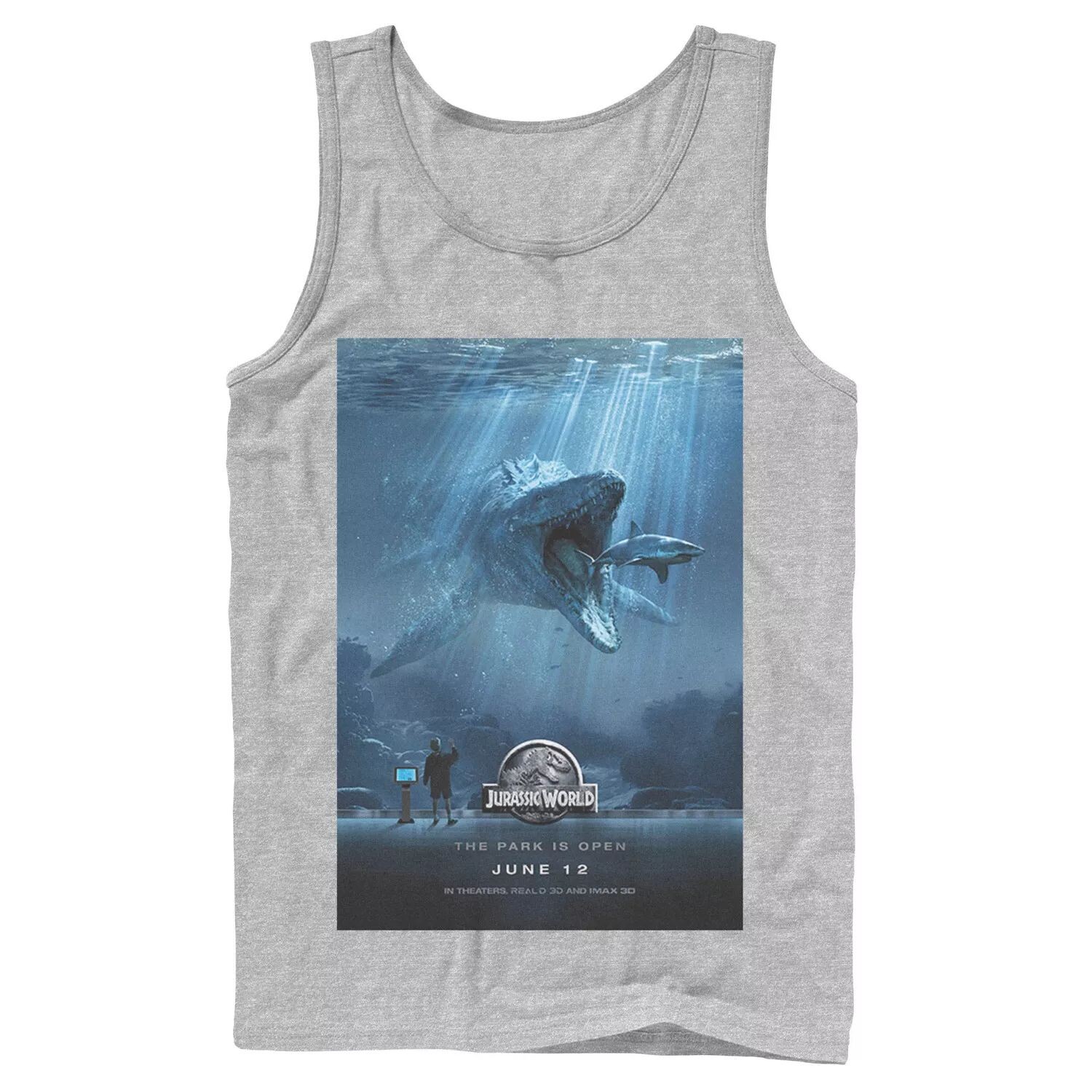 Мужская футболка с постером фильма Mosasaurus Jurassic World 
Мужская футболка с постером фильма Mosasaurus Jurassic World