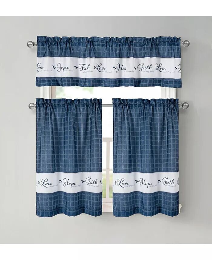 Country Living Gingham Check Hope Faith Love 3 шт. Набор штор для кухни в кафе — 58 дюймов Ш x 14 дюймов Д, Серый/Шалфей Kate Aurora, синий
Country Living Gingham Check Hope Faith Love 3 шт. Набор штор для кухни в кафе — 58 дюймов Ш x 14 дюймов Д, Серый/Шалфей Kate Aurora, синий