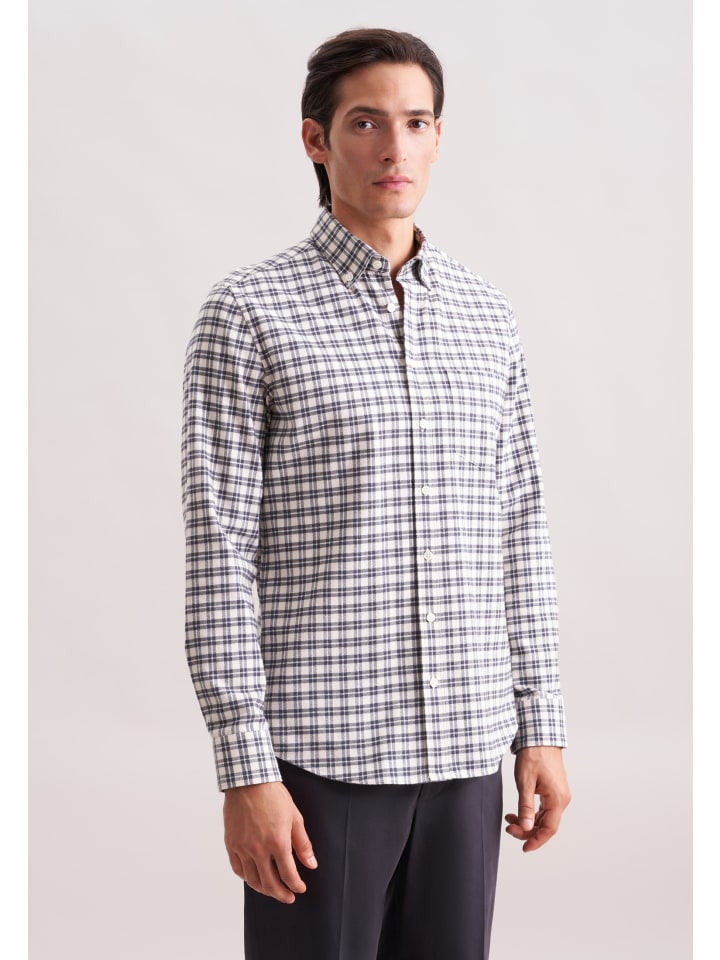 Тонкая фланелевая рубашка серого цвета Seidensticker
Тонкая фланелевая рубашка серого цвета Seidensticker