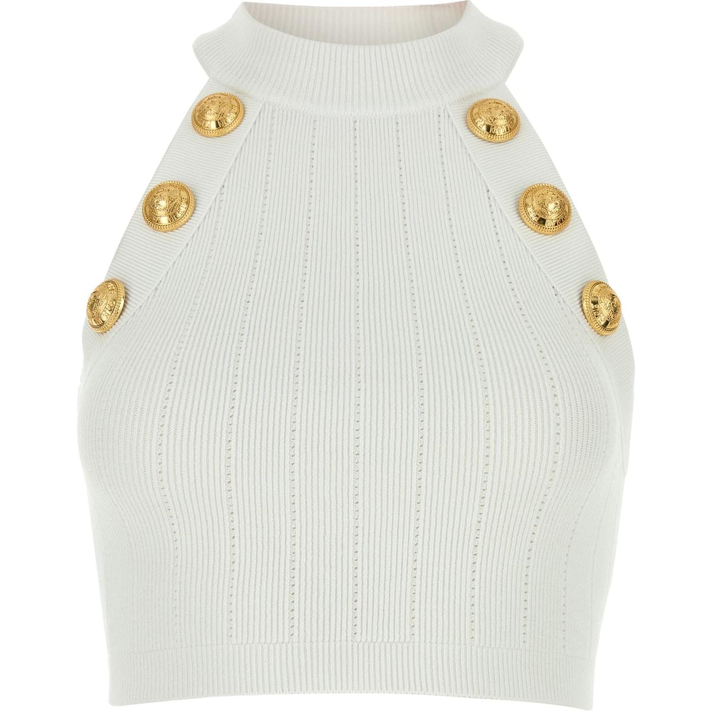 Топ халтер укороченный вязаный BALMAIN, белый
Топ халтер укороченный вязаный BALMAIN, белый