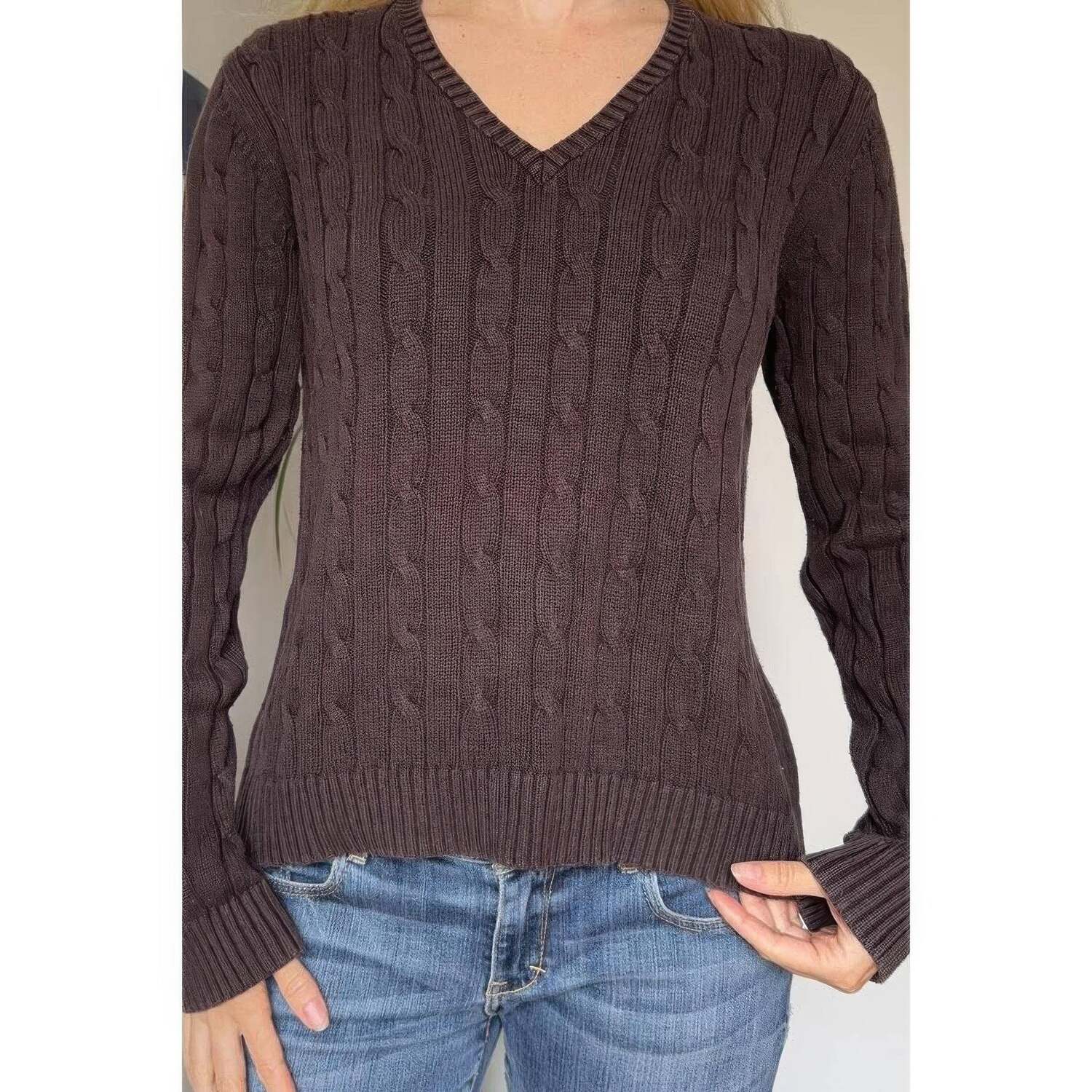 Свитер с V-образным вырезом и длинными рукавами Truedames, коричневый
Свитер с V-образным вырезом и длинными рукавами Truedames, коричневый