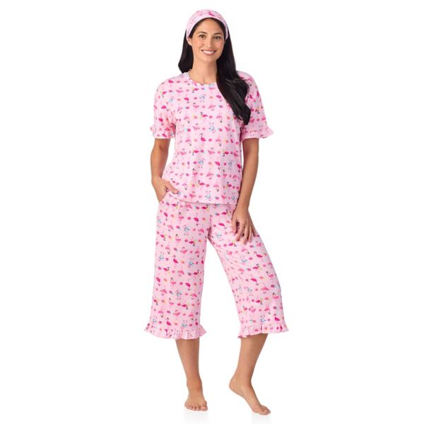 Женский комплект из 3 предметов: пижамный топ с короткими рукавами, укороченные пижамные штаны и повязка на голову Cuddl Duds, цвет pink flamingo
Женский комплект из 3 предметов: пижамный топ с короткими рукавами, укороченные пижамные штаны и повязка на голову Cuddl Duds, цвет pink flamingo