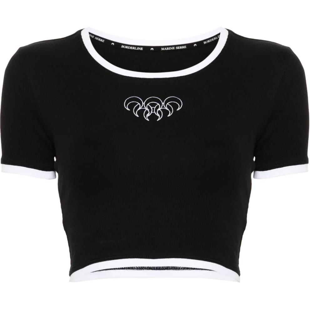 Футболка с рифленым контрастным кантом Marine Serre, черный
Футболка с рифленым контрастным кантом Marine Serre, черный