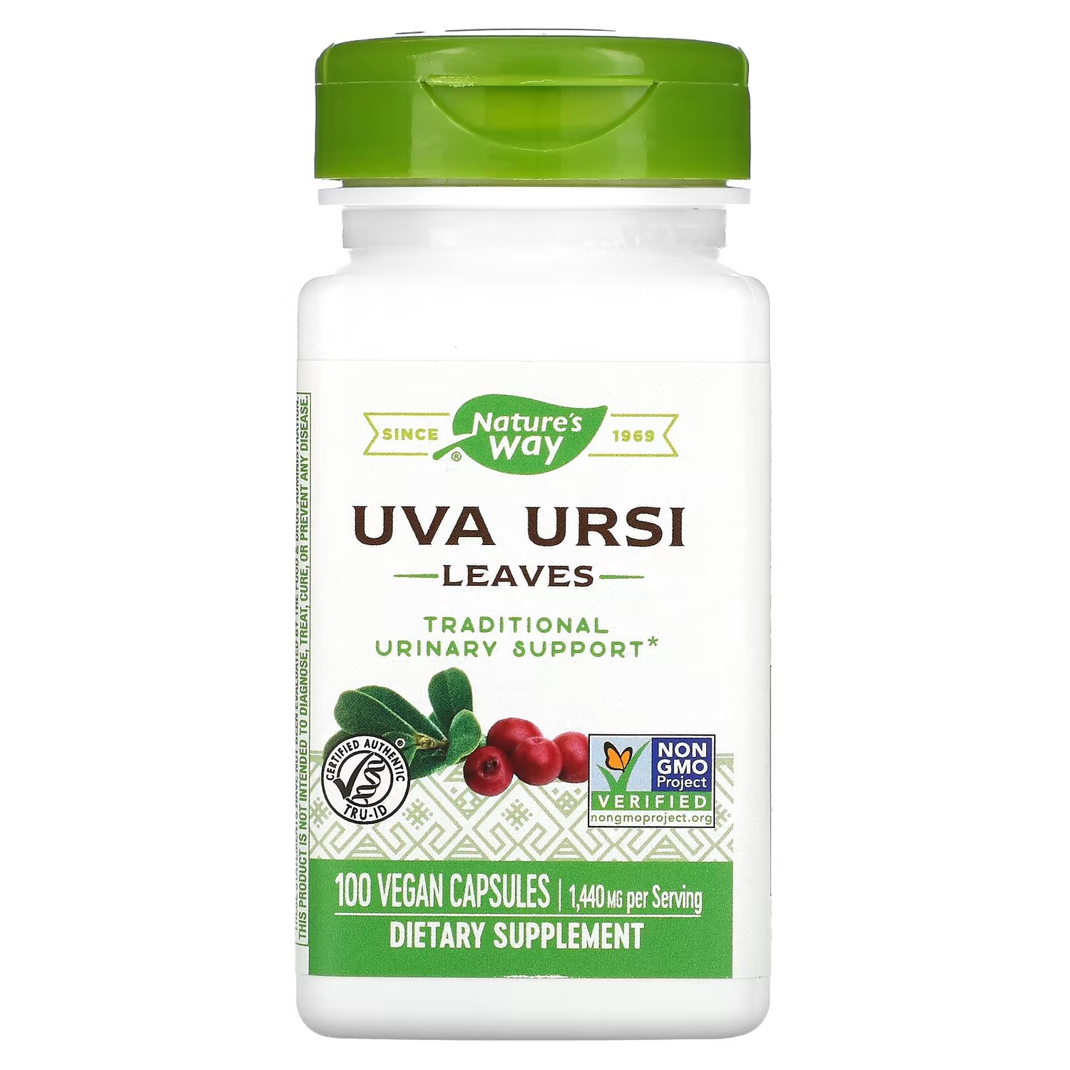 Добавка Nature's Way Uva Ursi Leaves 1440 мг, 100 веганских капсул 
Добавка Nature's Way Uva Ursi Leaves 1440 мг, 100 веганских капсул