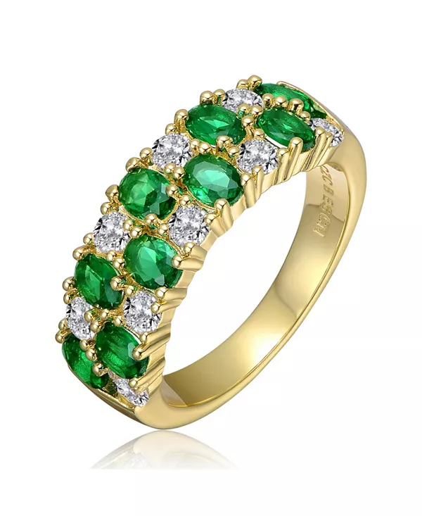 Кольцо из стерлингового серебра 14 карат с покрытием из золота и зелеными и прозрачными кубическими цирконами Genevive, green
Кольцо из стерлингового серебра 14 карат с покрытием из золота и зелеными и прозрачными кубическими цирконами Genevive, green