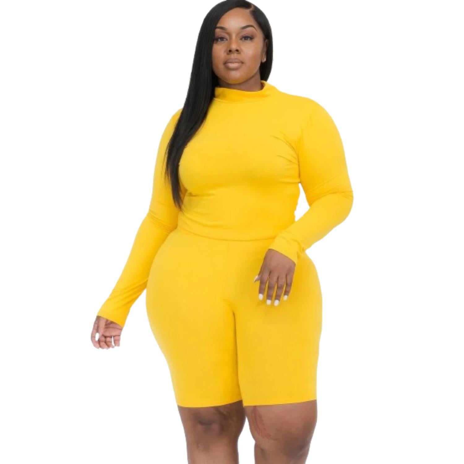 Плюс комплект из топа с воротником-стойкой и байкерских шорт FASHNZFAB, цвет daylily yellow
Плюс комплект из топа с воротником-стойкой и байкерских шорт FASHNZFAB, цвет daylily yellow