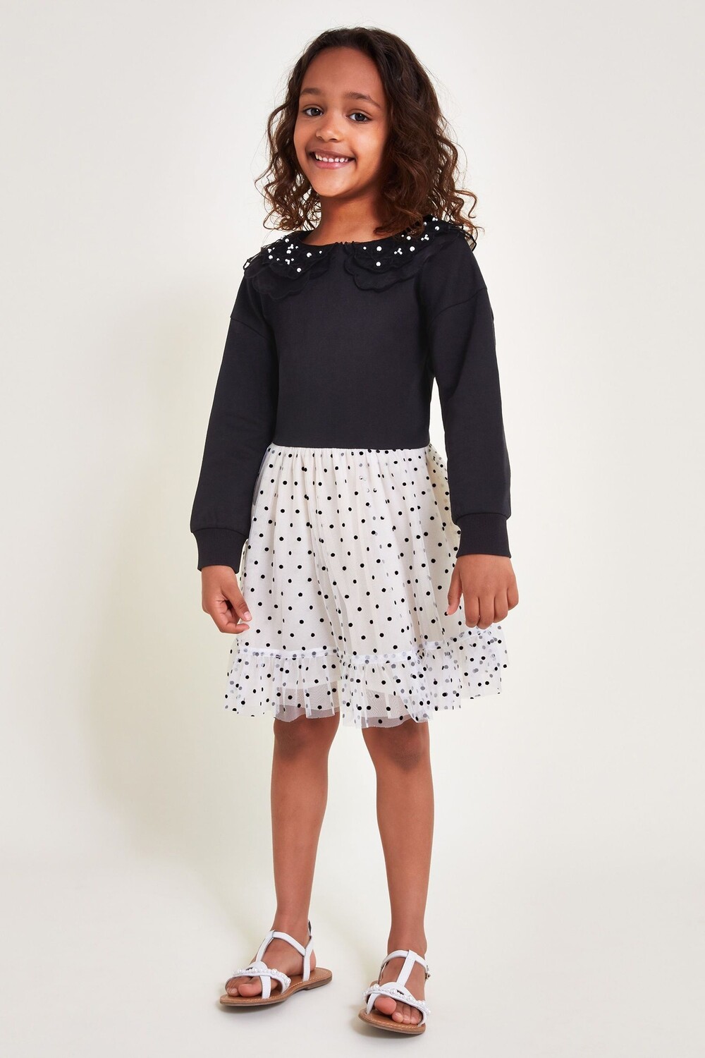 Платье с воротником из органзы, украшенное декором Monsoon, черный
Платье с воротником из органзы, украшенное декором Monsoon, черный