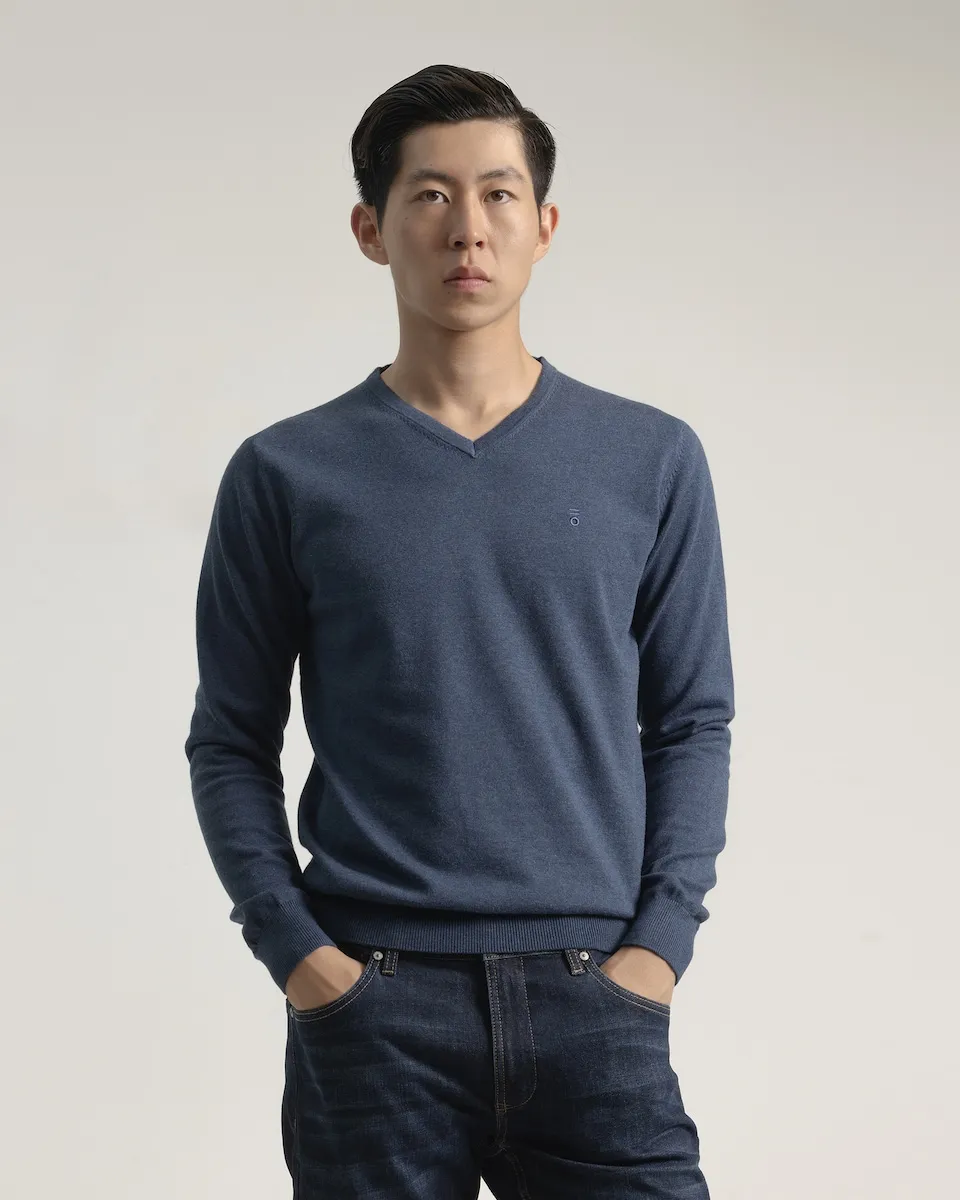 Мужской хлопковый свитер с V-образным вырезом PuroEgo, синий
Мужской хлопковый свитер с V-образным вырезом PuroEgo, синий