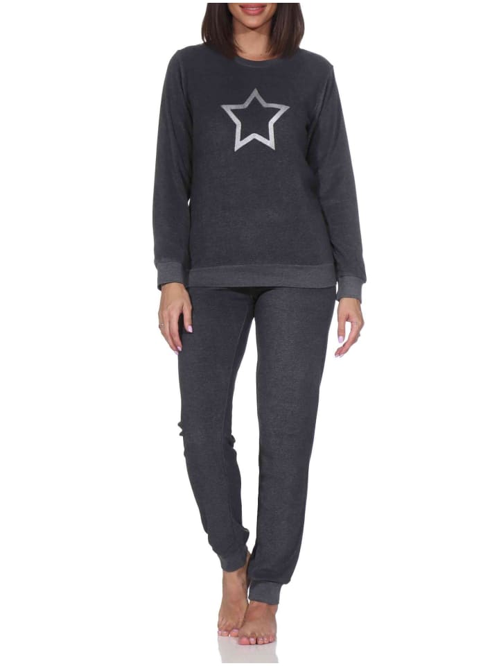 NORMANN Пижама из махровой ткани с длинными рукавами, манжетами и звездами, антрацитового цвета
NORMANN Пижама из махровой ткани с длинными рукавами, манжетами и звездами, антрацитового цвета