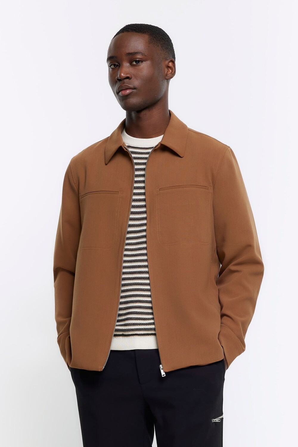 Элегантная куртка-рубашка River Island, коричневый
Элегантная куртка-рубашка River Island, коричневый