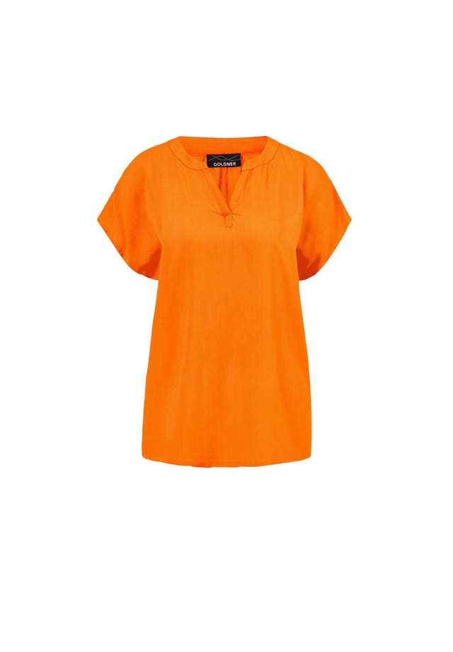 Короткий размер: блузка с вырезом-туникой Goldner, оранжевый
Короткий размер: блузка с вырезом-туникой Goldner, оранжевый