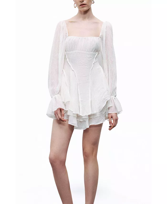 Женское мини-платье с рюшами NOCTURNE, белый 
Женское мини-платье с рюшами NOCTURNE, белый