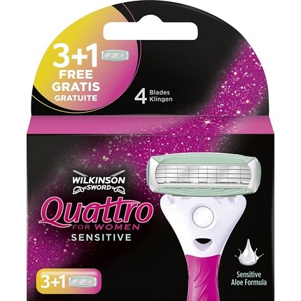 Бритвенные лезвия Quattro для женщин Sensitive, 4 шт., Wilkinson Sword
Бритвенные лезвия Quattro для женщин Sensitive, 4 шт., Wilkinson Sword