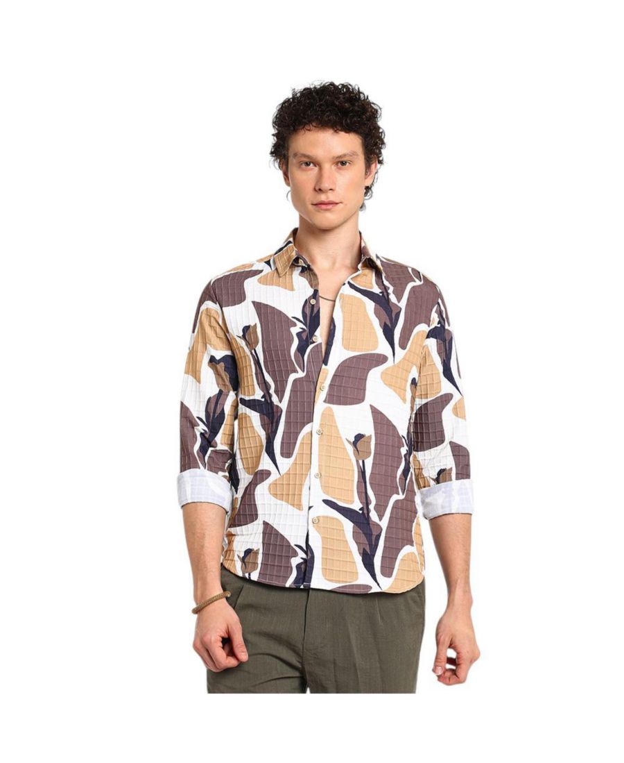 Мужская рубашка с абстрактным рисунком тюльпанов, серо-коричневого и бежевого цвета Campus Sutra, Brown
Мужская рубашка с абстрактным рисунком тюльпанов, серо-коричневого и бежевого цвета Campus Sutra, Brown