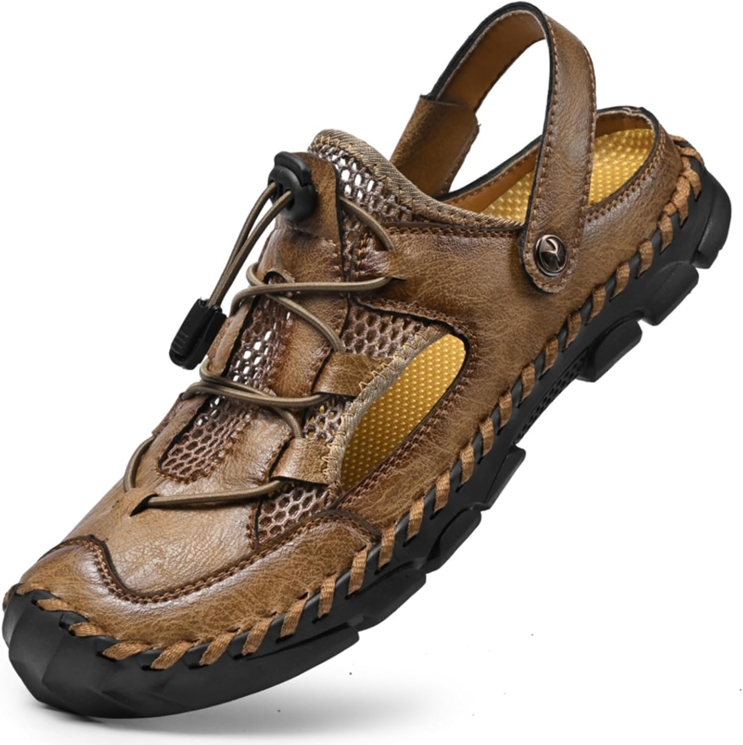 Мужские водные туфли из кожи и сетки с регулируемыми шнурками - уличная обувь для пляжа, походов, кемпинга, мягкие, легкие повседневные сандалии Yrzhgdl, хаки
Мужские водные туфли из кожи и сетки с регулируемыми шнурками - уличная обувь для пляжа, походов, кемпинга, мягкие, легкие повседневные сандалии Yrzhgdl, хаки