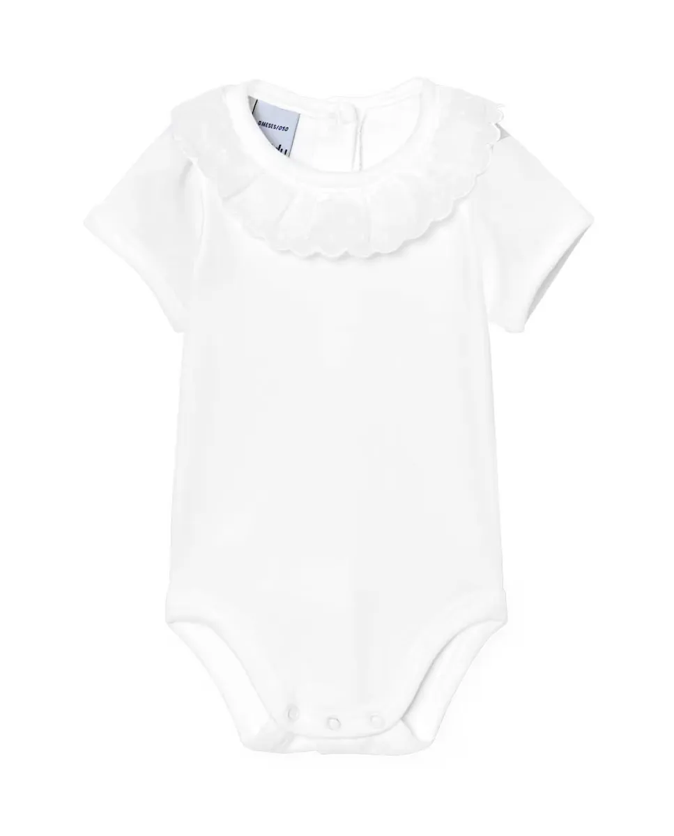 Упаковка из 2 детских боди с кружевным воротником и короткими рукавами BABIDÚ, белый 
Упаковка из 2 детских боди с кружевным воротником и короткими рукавами BABIDÚ, белый